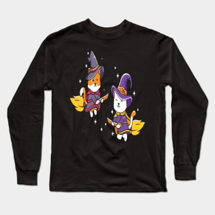 Funny Cat Little Witches Halloween Long Sleeve T-Shirt